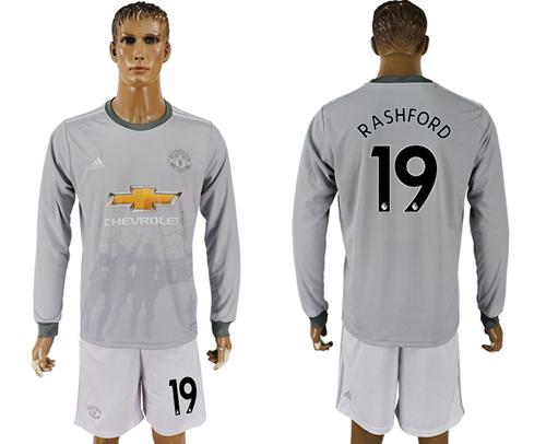 Manchester United #19 Rashford Sec Away Long Sleeves Soccer Club Jersey - Click Image to Close